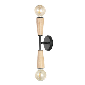 Katia 5.13" Modern Designer Iron/Wood Double Sided Hourglass LED Sconce - JONATHAN Y